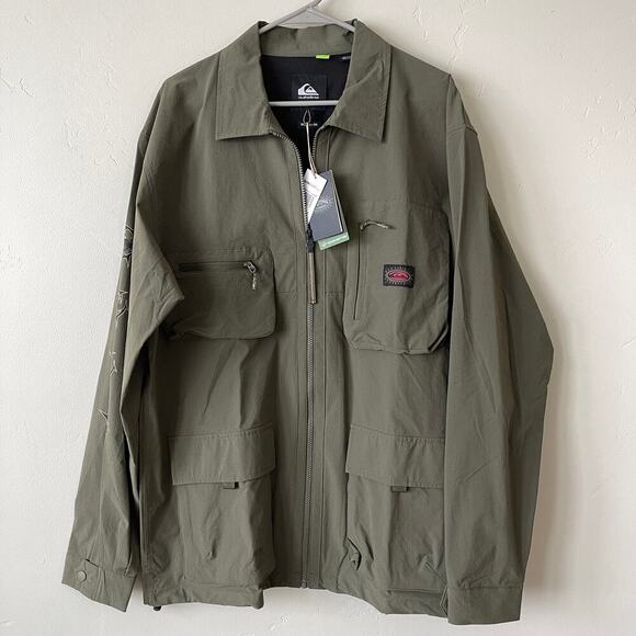 Quiksilver Other - Quiksilver Under Sky Long Sleeve Utility Shirt Jacket Full Zip XL NEW Army